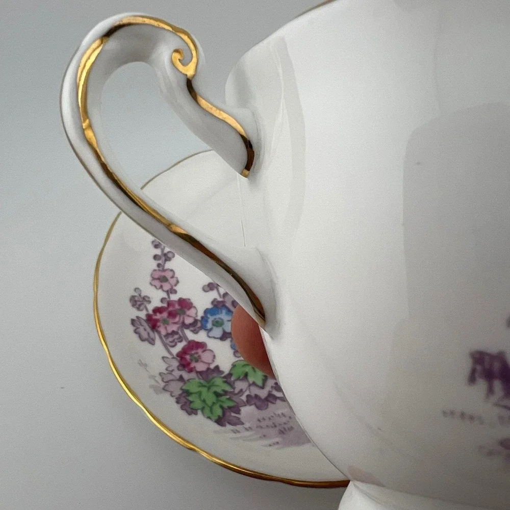 Vtg New Chelsea Staffs Alicia Cup Saucer Set Bone China England Floral Gold‎ Rim